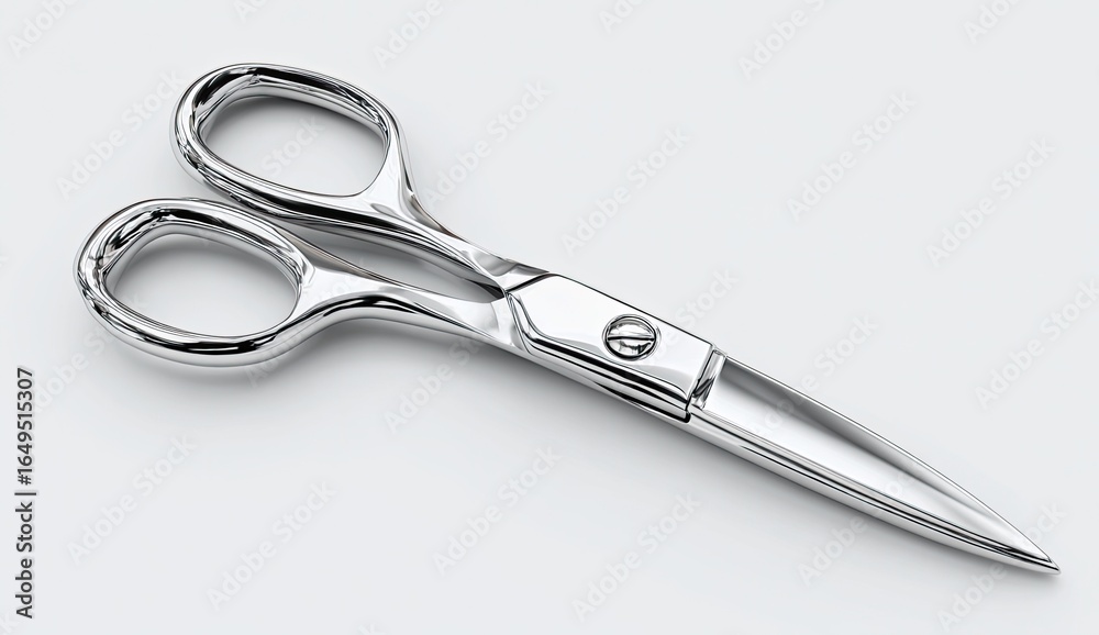 Obraz premium Polished metal scissors, angled view