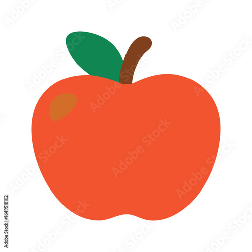 Red apple with leaf and brown stem, perfect for food blogs, nutrition websites, or healthy eatingthemed designs. Vibrant and fresh.