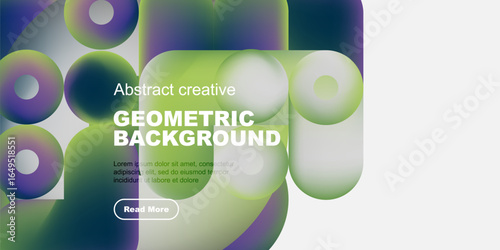 Abstract geometric shapes, vibrant colors, modern design. Text overlay present, white space dominates right side. Minimalist aesthetic.