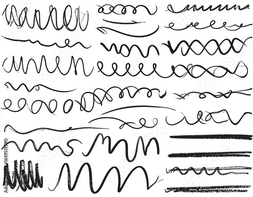 Collection of hand drawn decorative lines and patterns.
