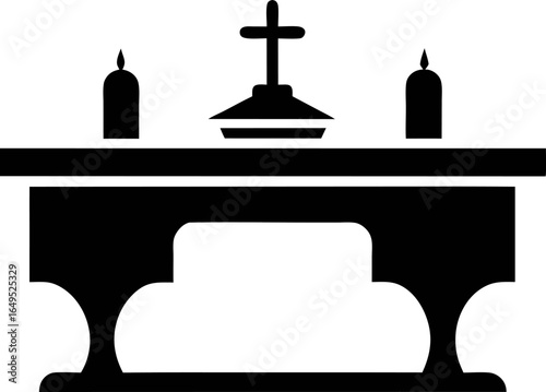 Altar Table Icon Silhouette Vector Illustration Black