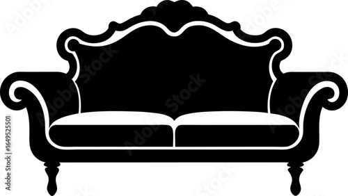 Antique Sofa Icon Silhouette Vector Illustration Black