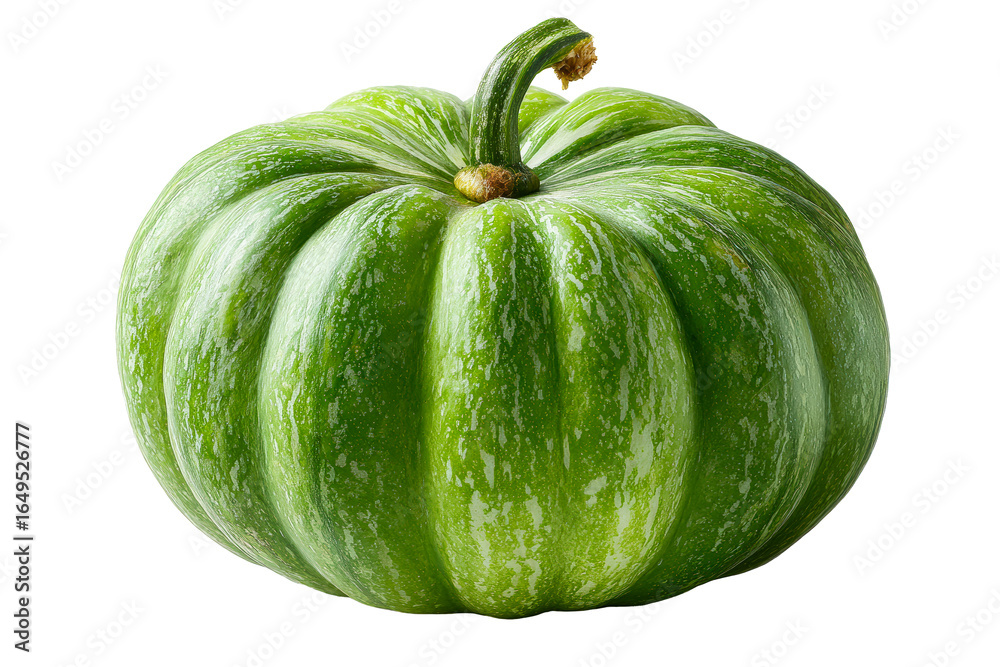 Fresh green pumpkin with unique striped pattern Fresh green pumpkin with unique striped pattern