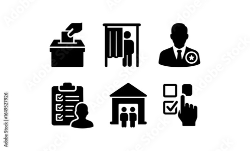 Silhouette icons for voting, elections, and civic participation themes