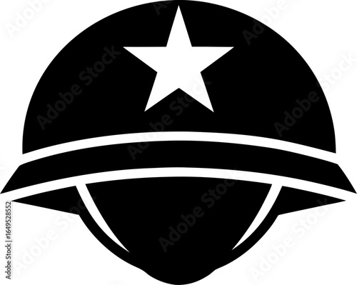 Military Helmet Icon Silhouette Vector Illustration