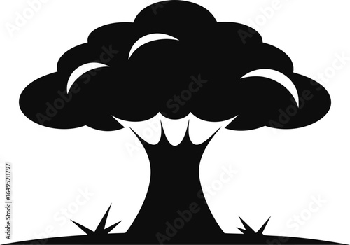 Mushroom Cloud Explosion Icon Silhouette Vector Illustration