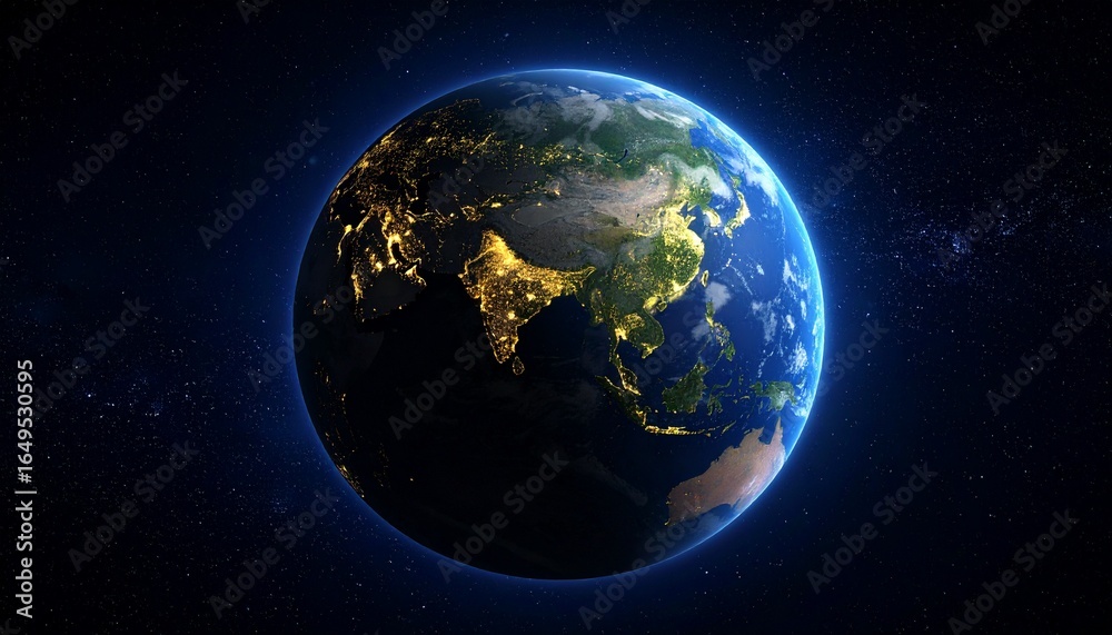 Obraz premium Earth and City Lights