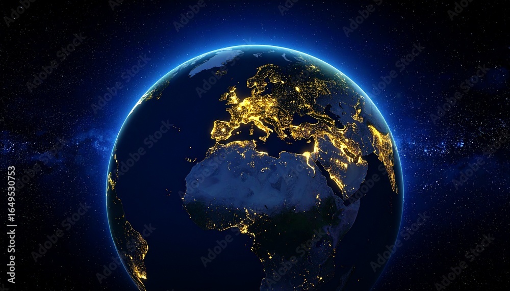 Fototapeta premium Earth and City Lights
