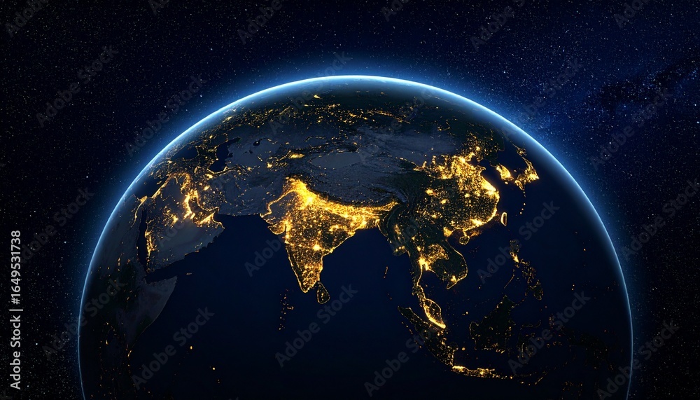 Obraz premium Earth and City Lights