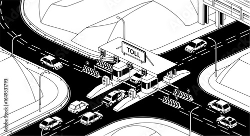 Toll road concept banner. Isometric illustration of toll road vector concept banner for web design
