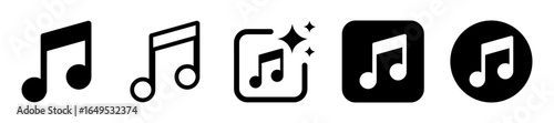 Music note icon set. Buttons for music generate with artificial intelligence. Icons for app, website and user interface. transparent PNG with vector illustration.