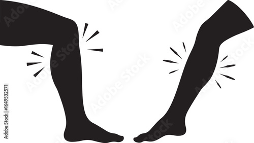 Two legs showing painful knee and shin silhouette
