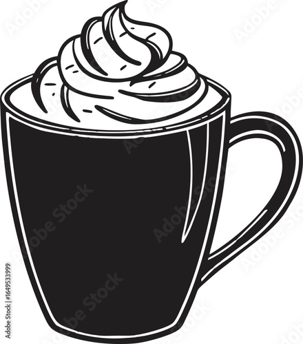 Hot coffee and tea drinks with cake, ideal for breakfast or cafe