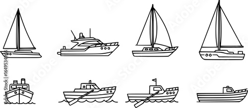 Boat icon set, simple style
