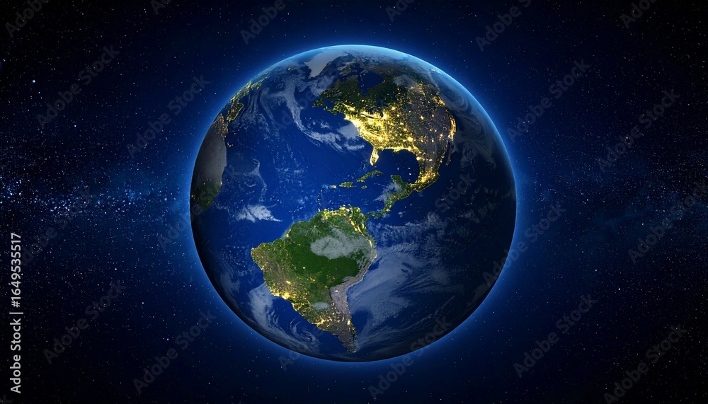 Obraz premium Earth and City Lights