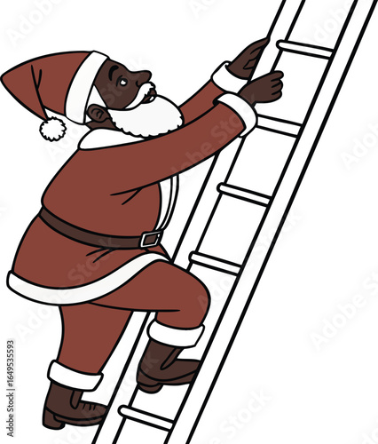 Cartoon illustration of a man climbing a ladder