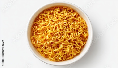 Instant noodles in a white bowl