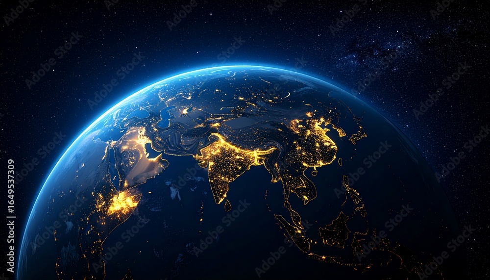 Obraz premium Earth and City Lights