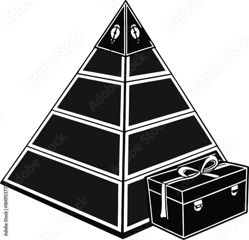 Decorative holiday pyramid illustration: a symbolic 3D cone shape for business design, evoking Christmas tree concepts and hierarchical triangles