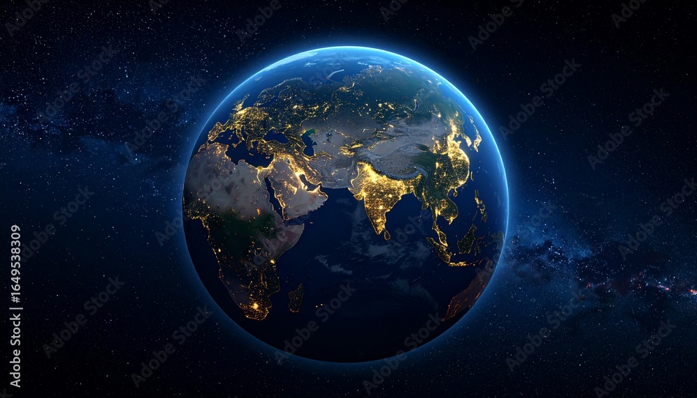 Fototapeta premium Earth and City Lights