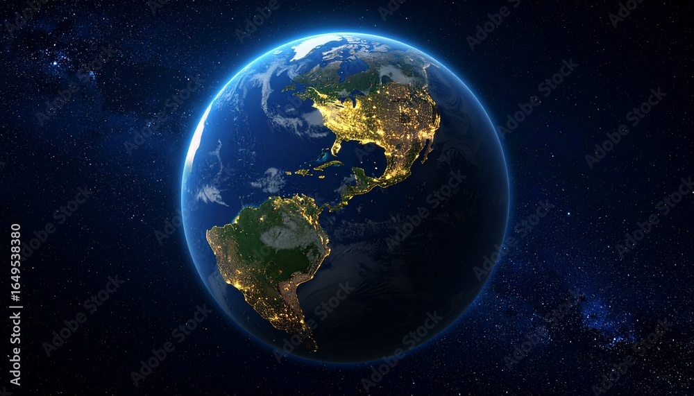 Fototapeta premium Earth and City Lights