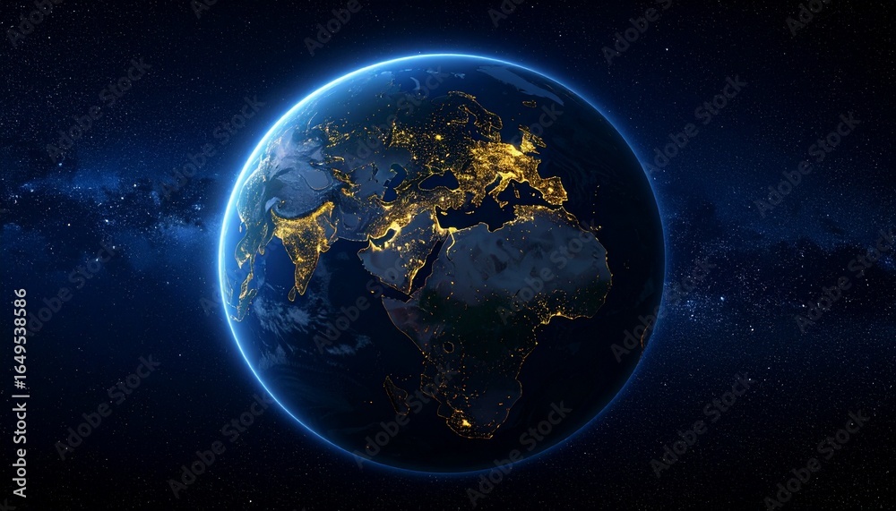 Fototapeta premium Earth and City Lights