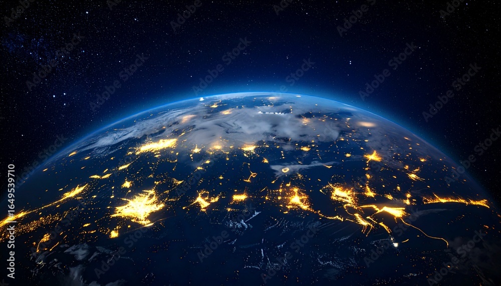 Obraz premium Earth and City Lights