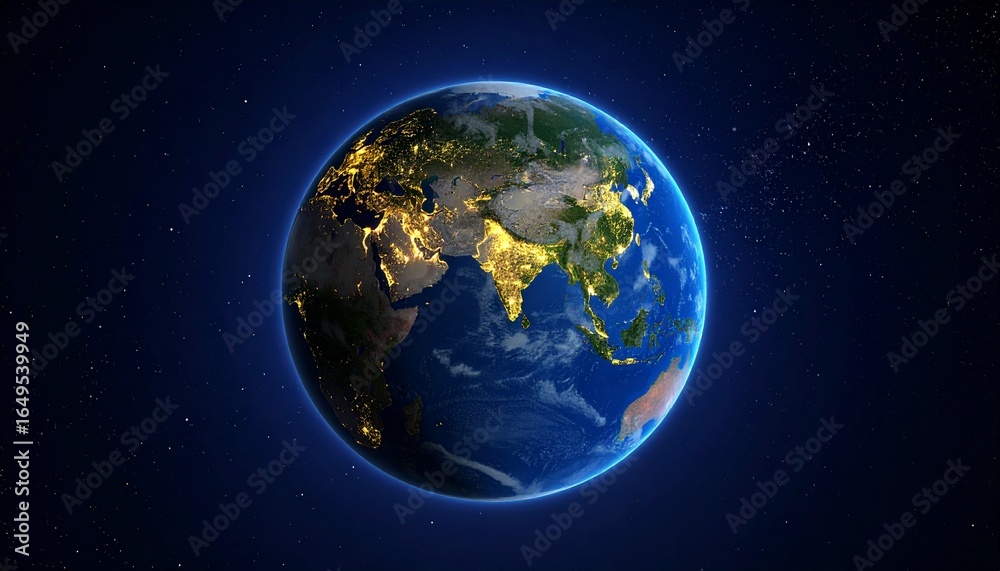 Fototapeta premium Earth and City Lights