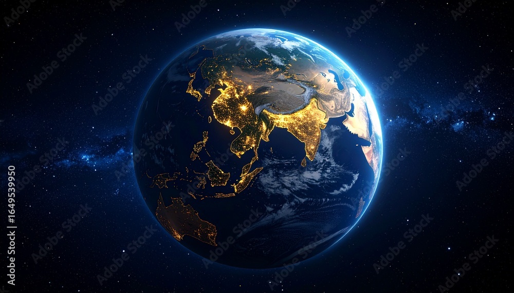 Fototapeta premium Earth and City Lights