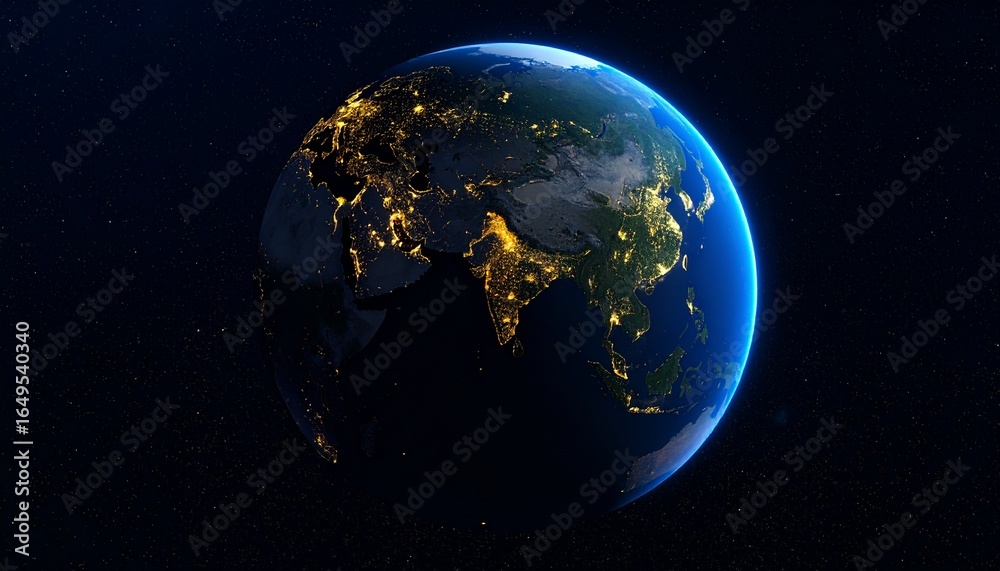 Obraz premium Earth and City Lights