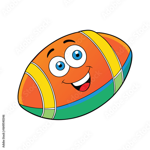 Vibrant cartoon football player kicking a ball in action