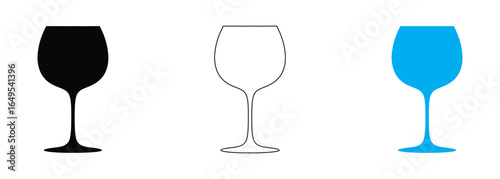 Empty wine glass icon vector isolated on white background