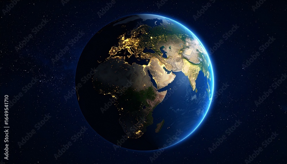 Obraz premium Earth and City Lights