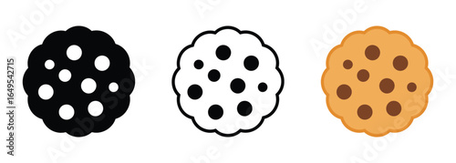 Browser cookie bite biscuit icon set vector on white background