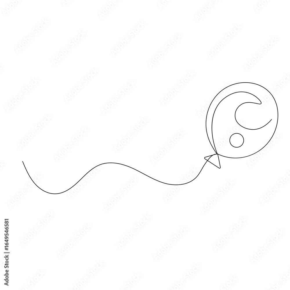 Obraz premium Balloon single line art, continuous one line drawing of Isolated outline vector icon