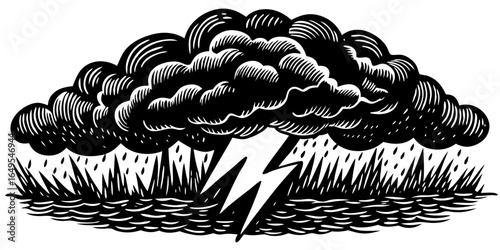 Dramatic Storm Cloud with Lightning Illustration