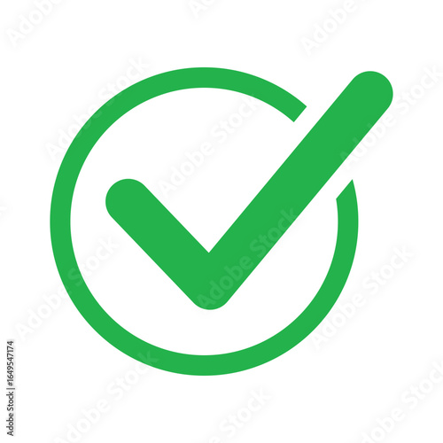 Green approval tick sign