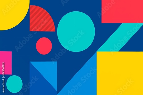 Free Download Colorful Geometric Shapes Background for Posters, Ads, Social Media, Presentations, and Branding – Modern Abstract Design with Bold Circles, Squares, and Triangles - GFXLoad