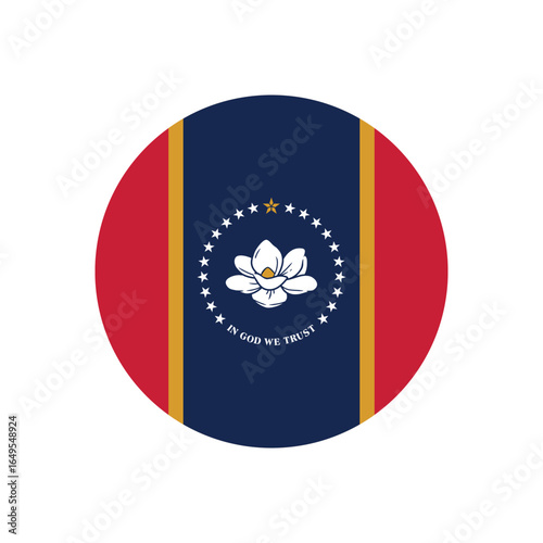 Mississippi state round flag button