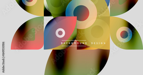 Abstract colorful shapes overlap. Gradient hues create modern design. Minimalist composition, smooth transitions, vibrant palette.