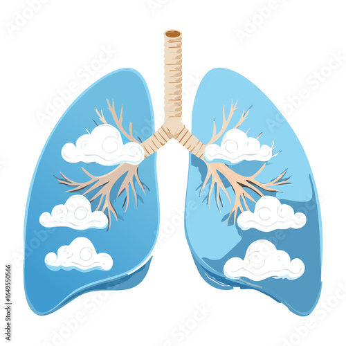 Healthy Lungs with Clouds and Blue Sky Concept