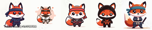 cute vector fox in ninja costume