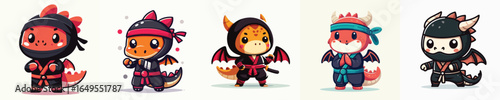 cute vector dragon in ninja costume