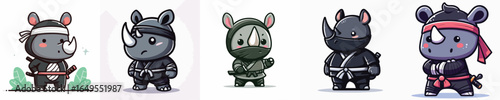 funny vector of rhinoceros in ninja costume