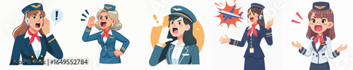 vector character of a flight attendant shouting