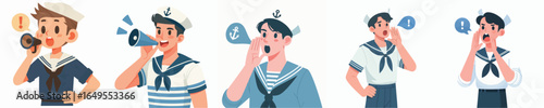 sailor character vector is shouting