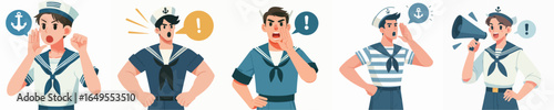 sailor character vector is shouting