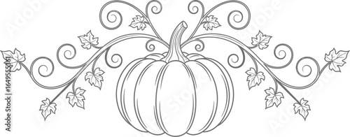 Elegant pumpkin scrollwork design element for fall harvest decor