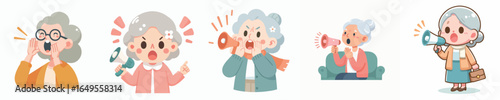 vector of grandmother screaming