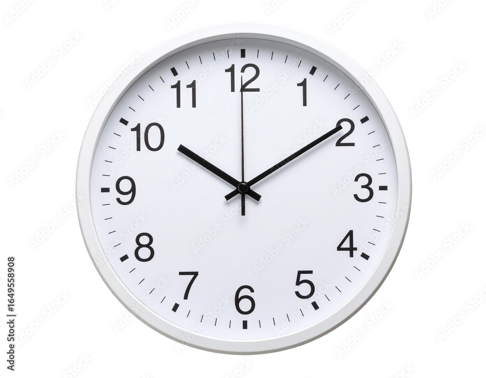Contemporary White Wall Clock with Minimal Design Isolated on Transparent Background PNG Contemporary White Wall Clock with Minimal Design Isolated on Transparent Background PNG